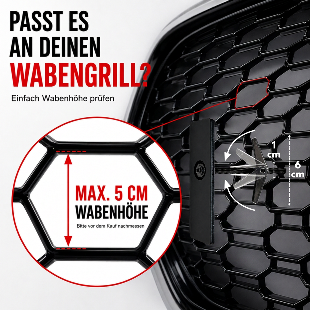 Wabengrill Adapter für rahmenlose Kennzeichenhalter