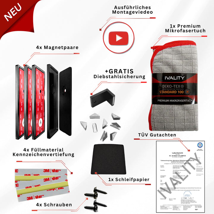 Magnet Kennzeichenhalter + Trockentuch XXL 1400 GSM